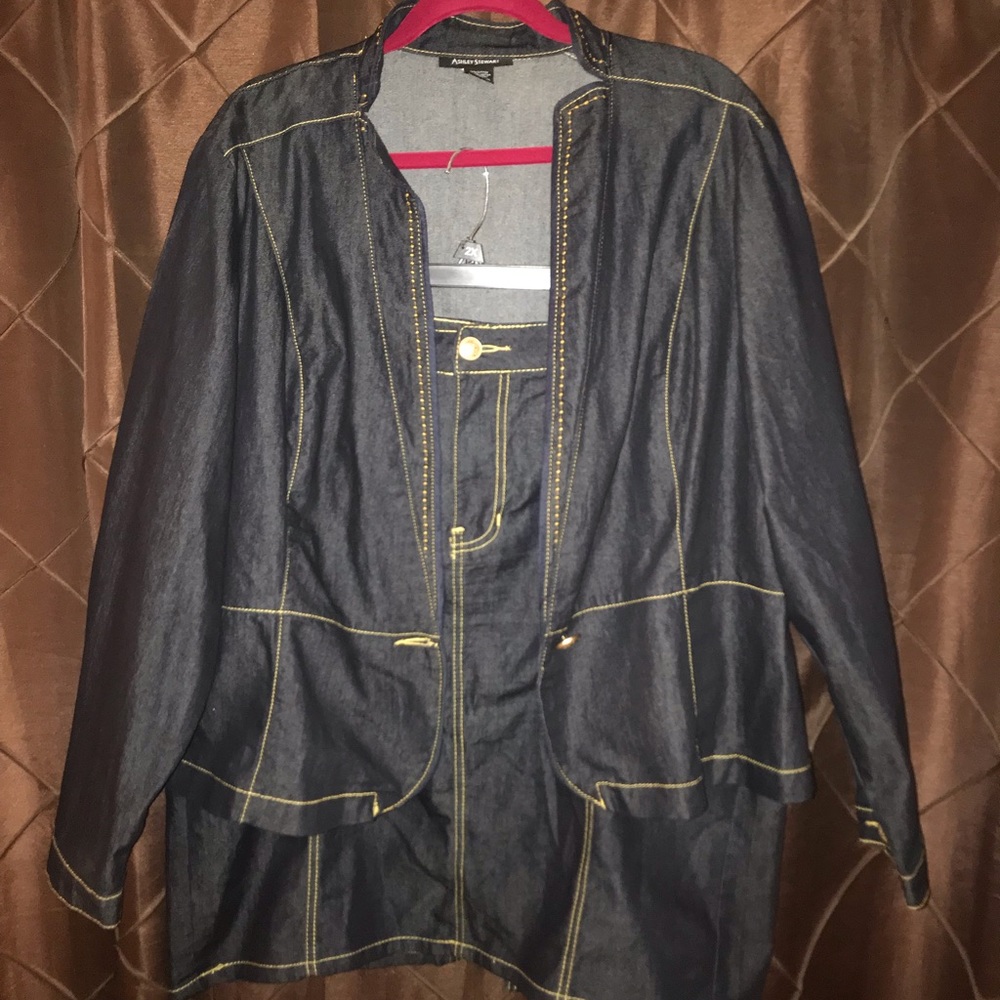 Denim Blazer and Skirt Suit set - Ashley Stewart